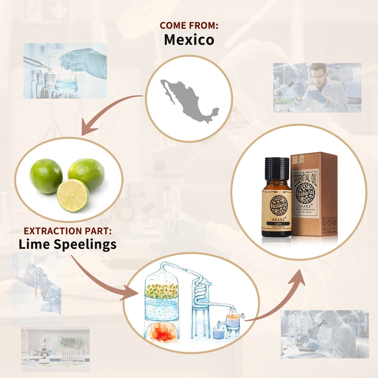 Lime Essential Oil AKARZ Natural And Pure ( 30ML 100ML)
