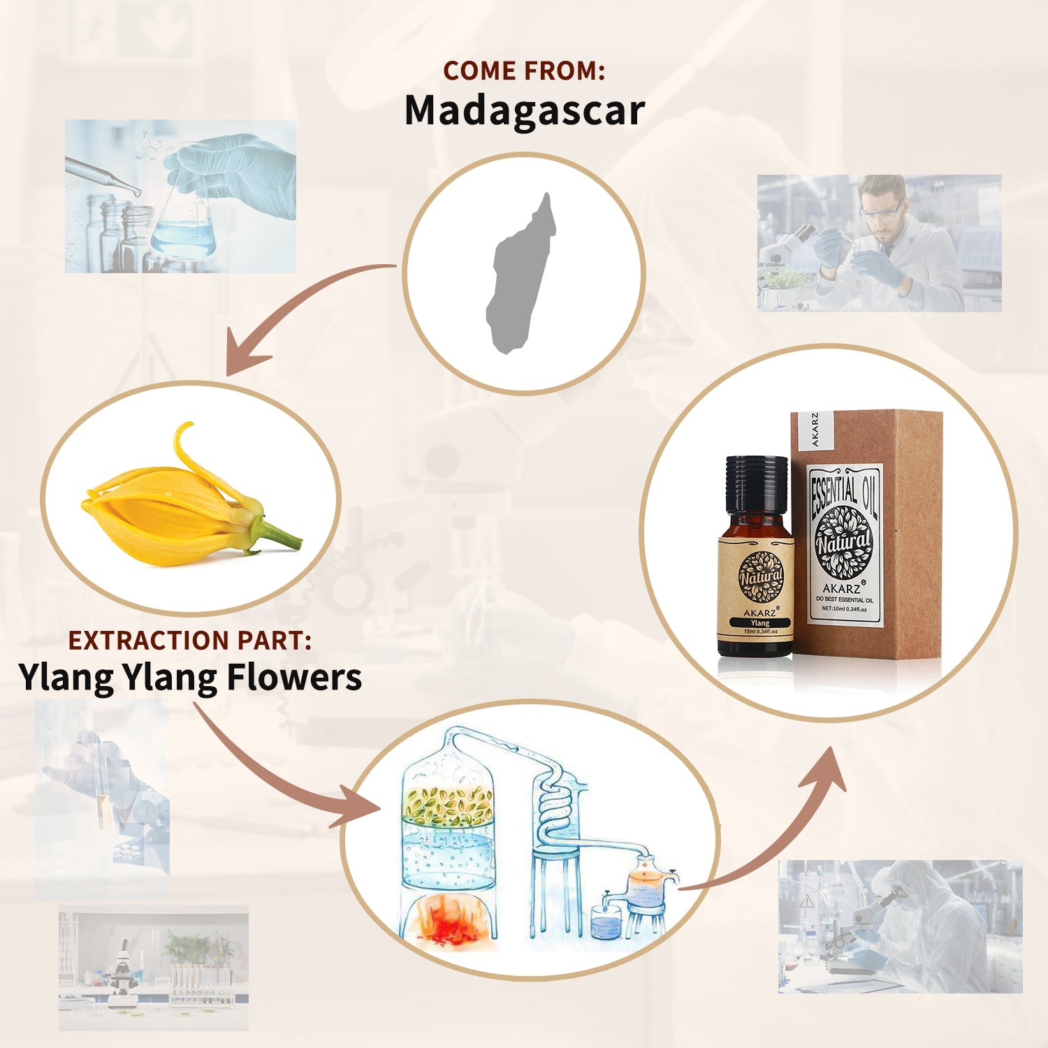 Ylang Ylang Essential Oil AKARZ Natural And Pure (30ML 100ML )