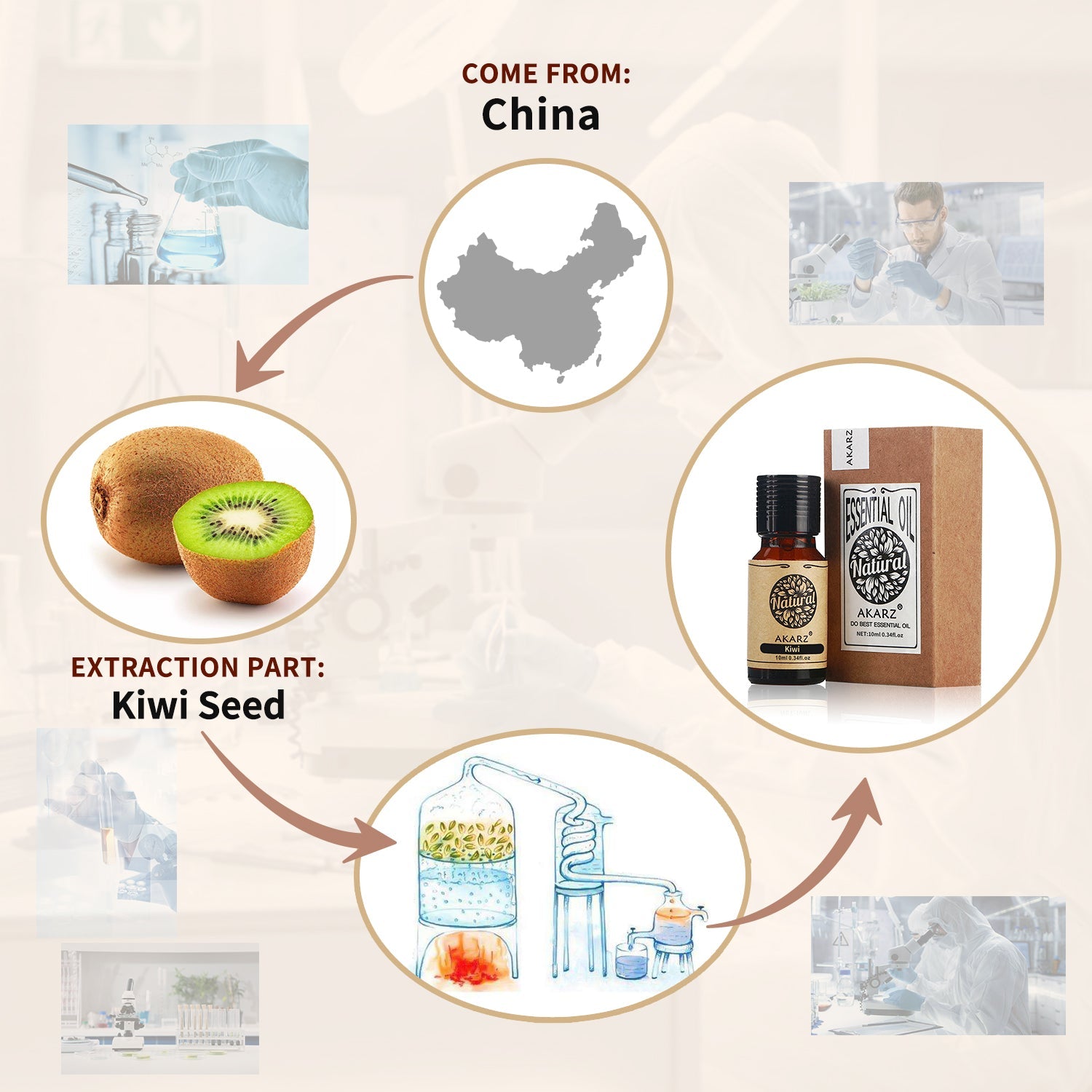 Kiwi Essential Oil AKARZ Natural And Pure (30ML 100ML )