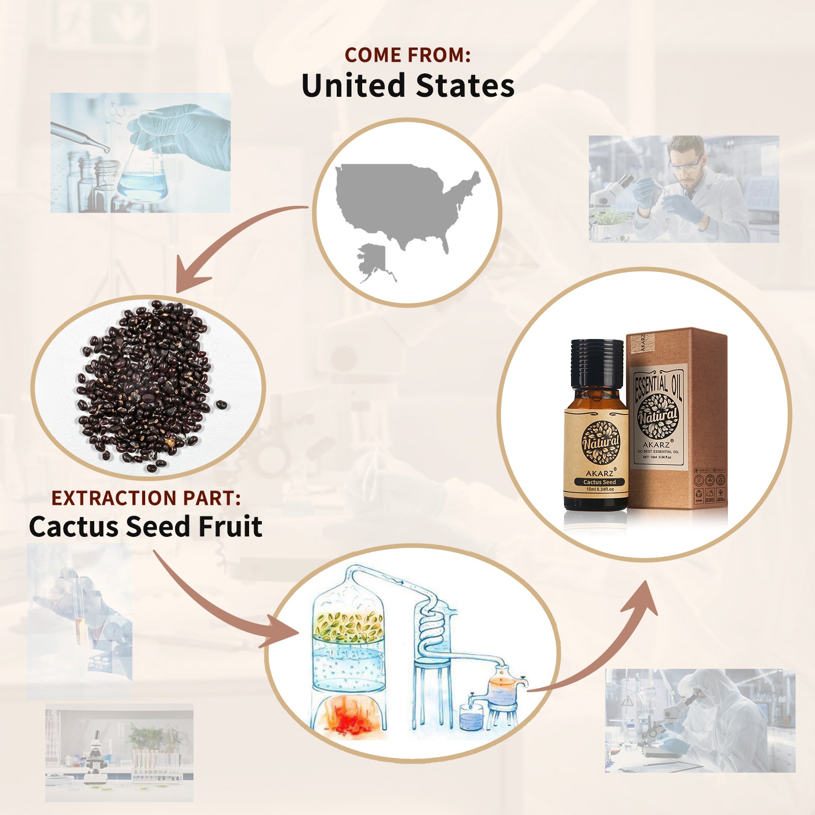 AKARZ DIY Aromatherapy Cactus Seeds Oil for Dry Hair Repair & Dandruff Reduction Improve Skin Tone Made in USA