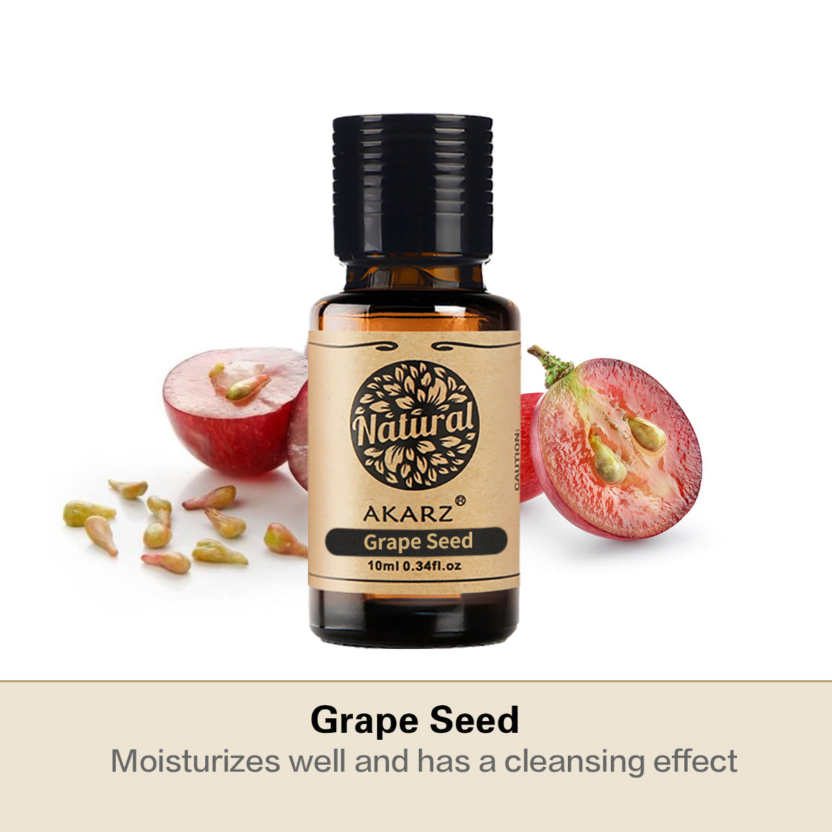 AKARZ Grape Seed Oil - All-Natural Carrier Oil, Antioxidant, Wrinkle Reducer, Anti-Aging - Moisturizing & Cleansing - Imported from France