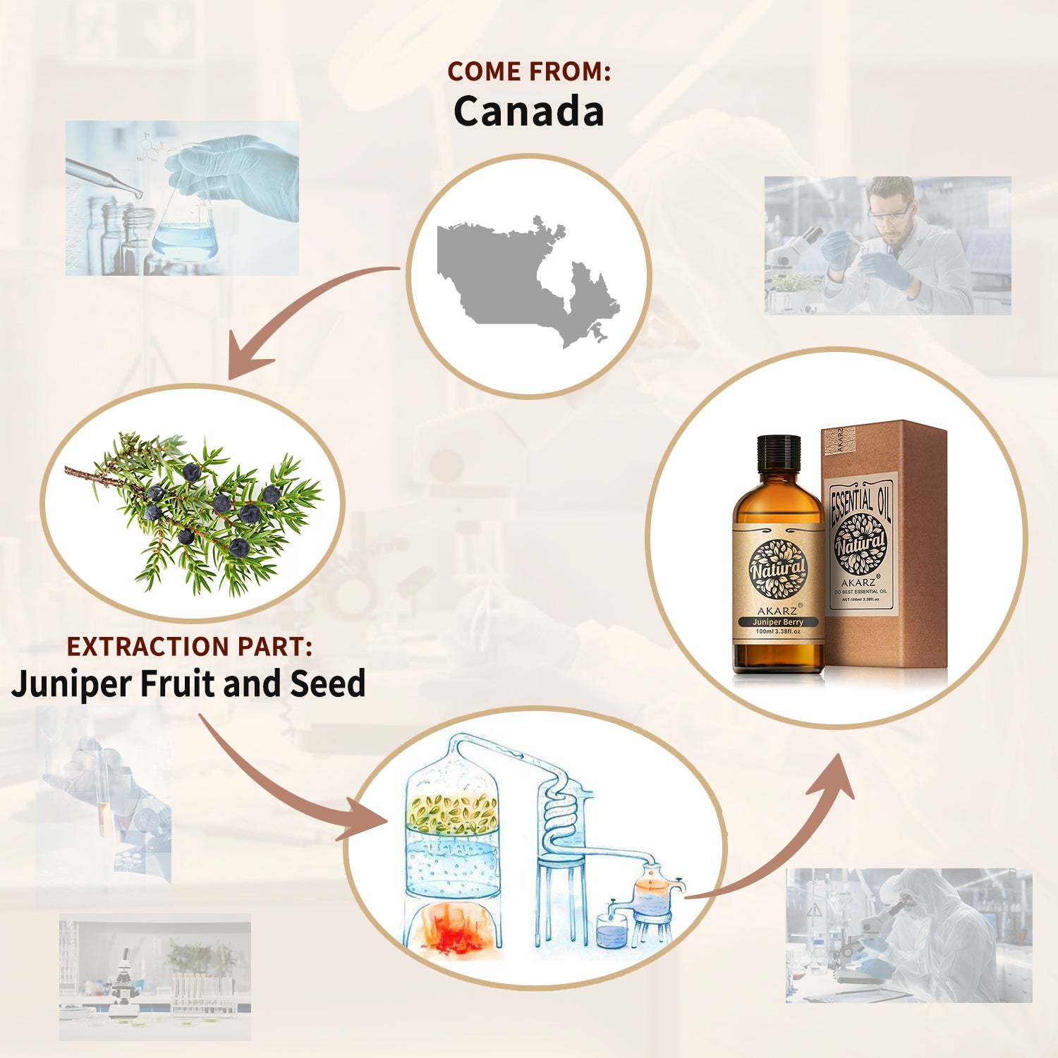 Juniper Berry Essential Oil AKARZ Natural And Pure ( 30ML 100ML )