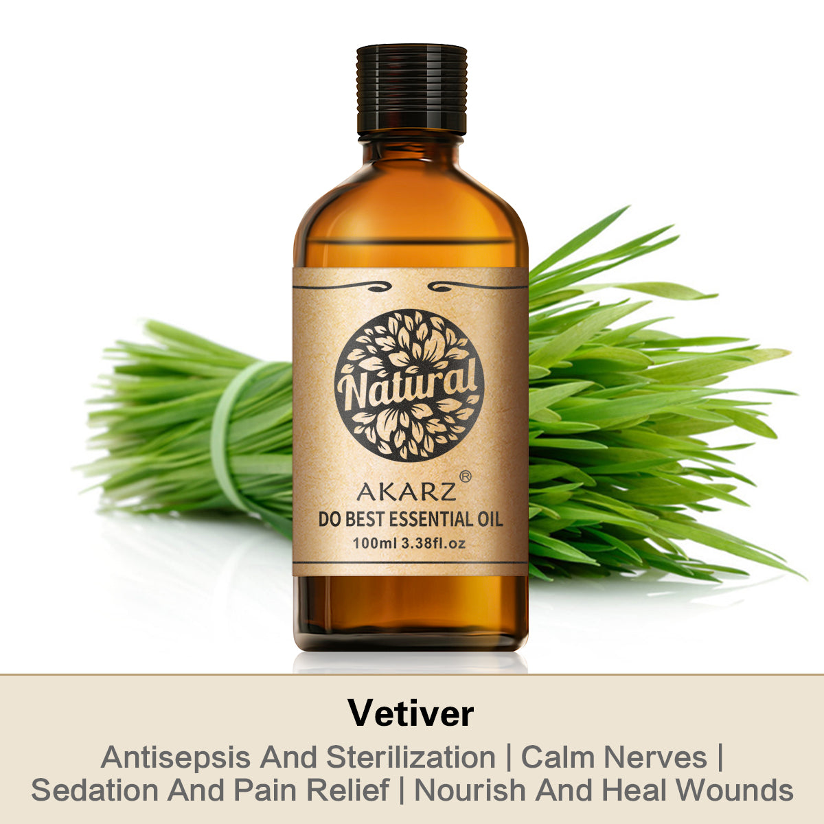 AKARZ Vetiver Essential Oil Natural And Pure ( 30ML 100ML)