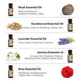 AKARZ Hots Serie 5 Musk,Sandalwood,Lavender,Jasmine,Rose Essential Oil 10ml*5