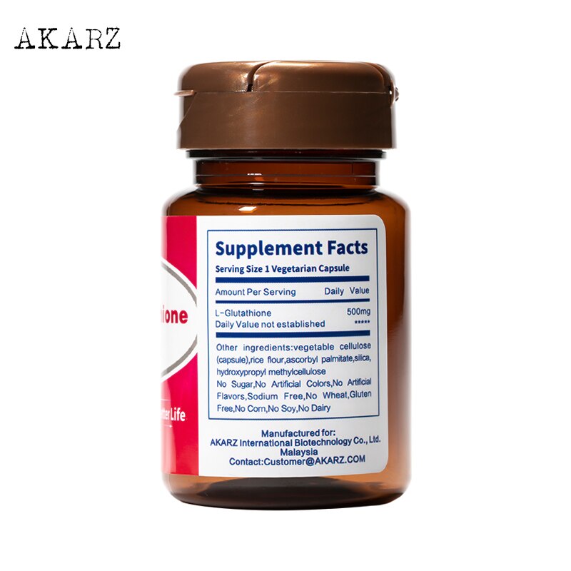 AKARZ L-Glutathione Supports Immune Health 500mg - Potent Antioxidant Supplement for Skin Whitening & Care