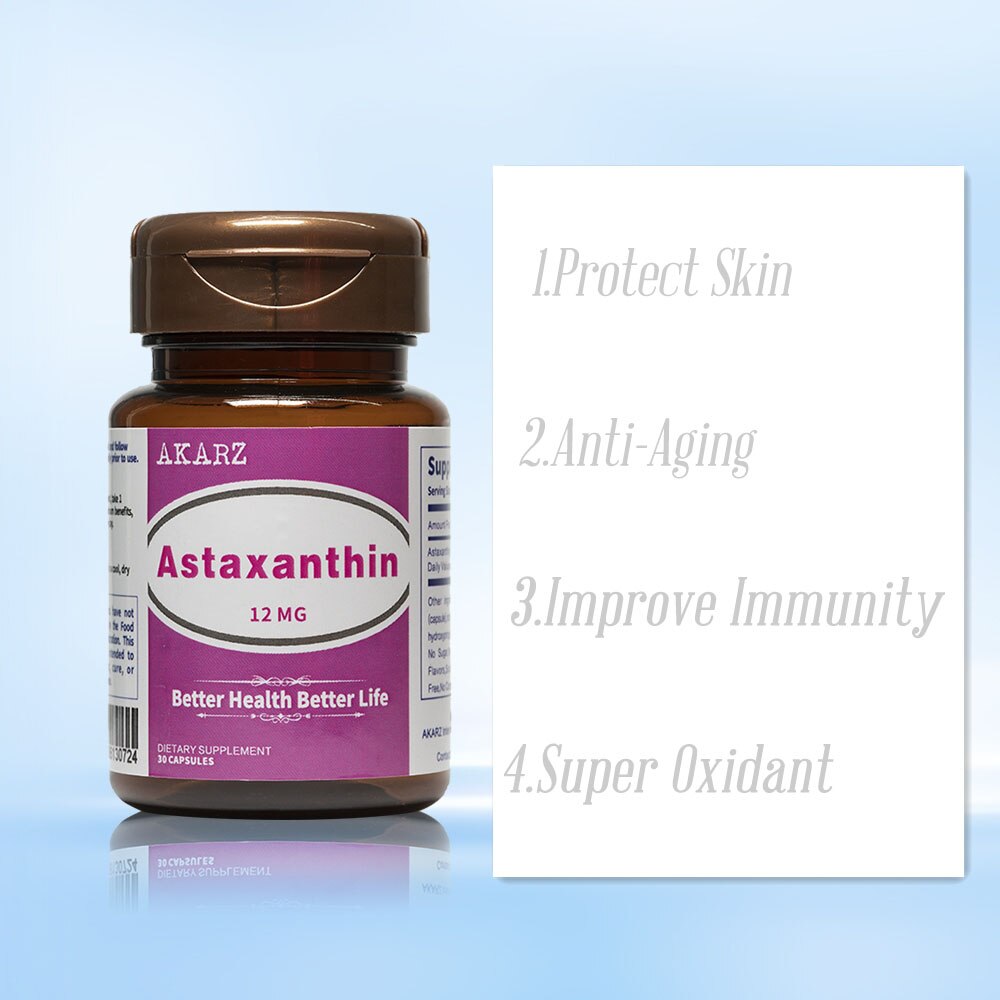 AKARZ Astaxanthin Supplement for Skin Whitening - Reducing Melanin, 12MG, Skin & Body Lightening