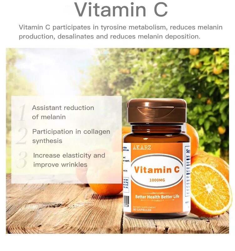 Super Effective AKARZ Vitamin C Supplement for Skin Whitening & Melanin Reduction (1000mg)