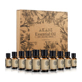 AKARZ Hots 10 Sets Tea Tree,Sandalwood,Peppermint,Frankincense,Musk,LemonGrass,Rosemary,Oregano,Bergamot,Vetiver Essential Oil 10ml*10