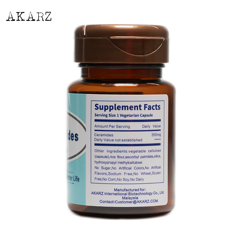 Moisturizing AKARZ Ceramides 350MG - Lightening Skin Care for Anti-Aging, Immune Health, Face & Body Supplementation
