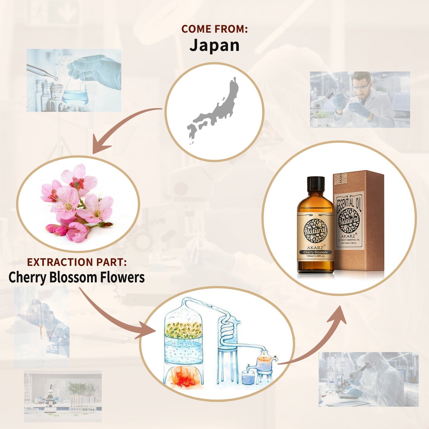 Cherry Blossom Essential Oil AKARZ Natural And Pure (30ML 100ML )