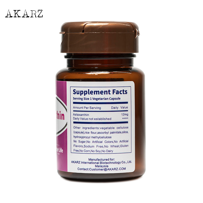 AKARZ Astaxanthin Supplement, A Potent Antioxidant  Supports Immune Health 12MG